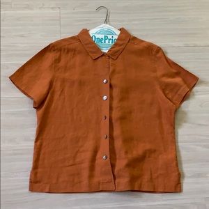 Copper Button Down shirt &Wide Legged Cropped Pant